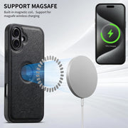 For iPhone 16 Suteni G1 Cross Texture MagSafe Phone Case(Black)