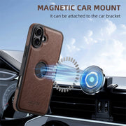 For iPhone 16 Suteni G1 Cross Texture MagSafe Phone Case(Brown)