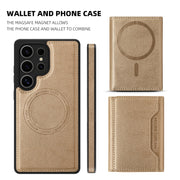 For Samsung Galaxy S25+ 5G Shield Multi-functional MagSafe Card Bag Phone Case(Desert Gold)