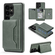 For Samsung Galaxy S25+ 5G Shield Multi-functional MagSafe Card Bag Phone Case(Green)