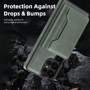 For Samsung Galaxy S25+ 5G Shield Multi-functional MagSafe Card Bag Phone Case(Green)