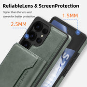 For Samsung Galaxy S25+ 5G Shield Multi-functional MagSafe Card Bag Phone Case(Green)