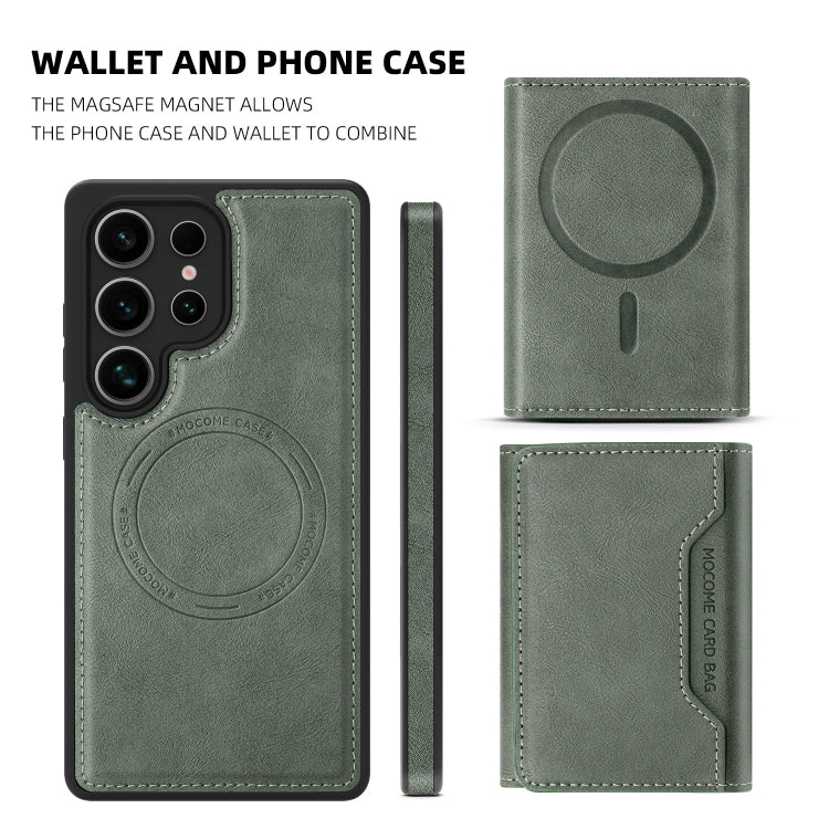 For Samsung Galaxy S25+ 5G Shield Multi-functional MagSafe Card Bag Phone Case(Green)