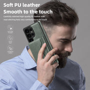 For Samsung Galaxy S25+ 5G Shield Multi-functional MagSafe Card Bag Phone Case(Green)