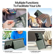 For Samsung Galaxy S25+ 5G Shield Multi-functional MagSafe Card Bag Phone Case(Green)