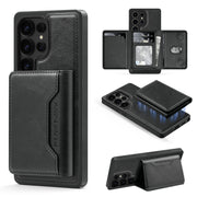 For Samsung Galaxy S25 Ultra 5G Shield Multi-functional MagSafe Card Bag Phone Case(Black)
