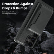 For Samsung Galaxy S25 Ultra 5G Shield Multi-functional MagSafe Card Bag Phone Case(Black)