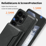 For Samsung Galaxy S25 Ultra 5G Shield Multi-functional MagSafe Card Bag Phone Case(Black)
