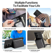 For Samsung Galaxy S25 Ultra 5G Shield Multi-functional MagSafe Card Bag Phone Case(Black)