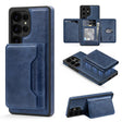 For Samsung Galaxy S25 Ultra 5G Shield Multi-functional MagSafe Card Bag Phone Case(Blue) - Galaxy S25 Ultra 5G Cases by PMC Jewellery | Online Shopping South Africa | PMC Jewellery | Buy Now Pay Later Mobicred
