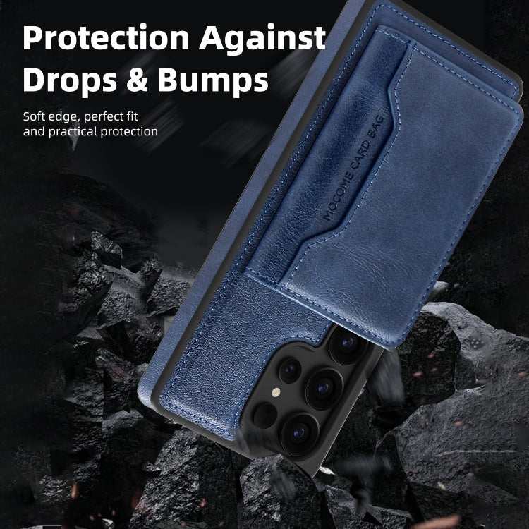 For Samsung Galaxy S25 Ultra 5G Shield Multi-functional MagSafe Card Bag Phone Case(Blue)