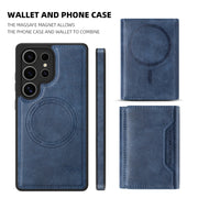 For Samsung Galaxy S25 Ultra 5G Shield Multi-functional MagSafe Card Bag Phone Case(Blue)