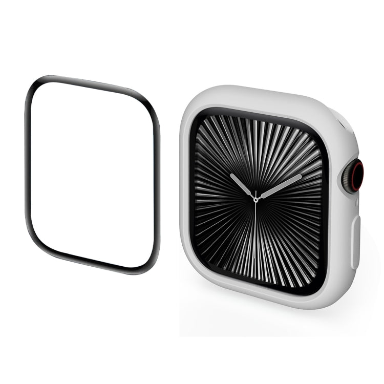 For Apple Watch Series 10 46mm ENKAY Hat-Prince 2 in 1 Candy Color TPU Watch Case with Full Coverage PMMA Soft Film(Light Grey)