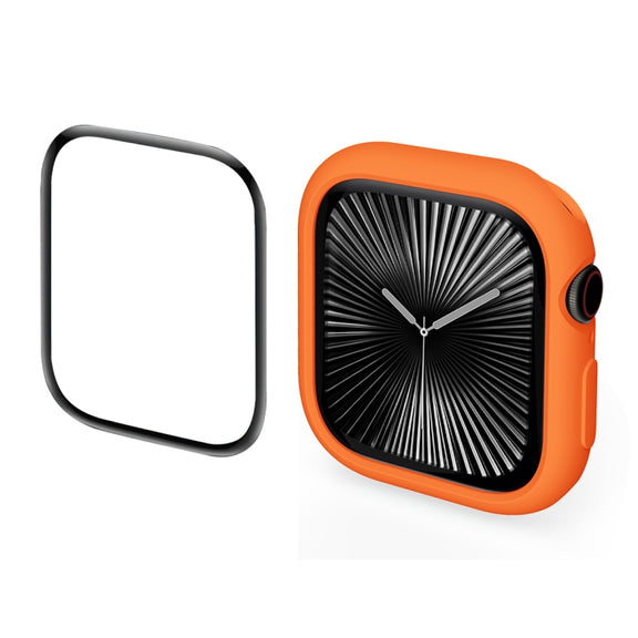 For Apple Watch Series 10 42mm ENKAY Hat-Prince 2 in 1 Candy Color TPU Watch Case with Full Coverage PMMA Soft Film(Orange)