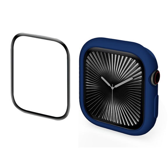For Apple Watch Series 10 42mm ENKAY Hat-Prince 2 in 1 Candy Color TPU Watch Case with Full Coverage PMMA Soft Film(Dark Blue)