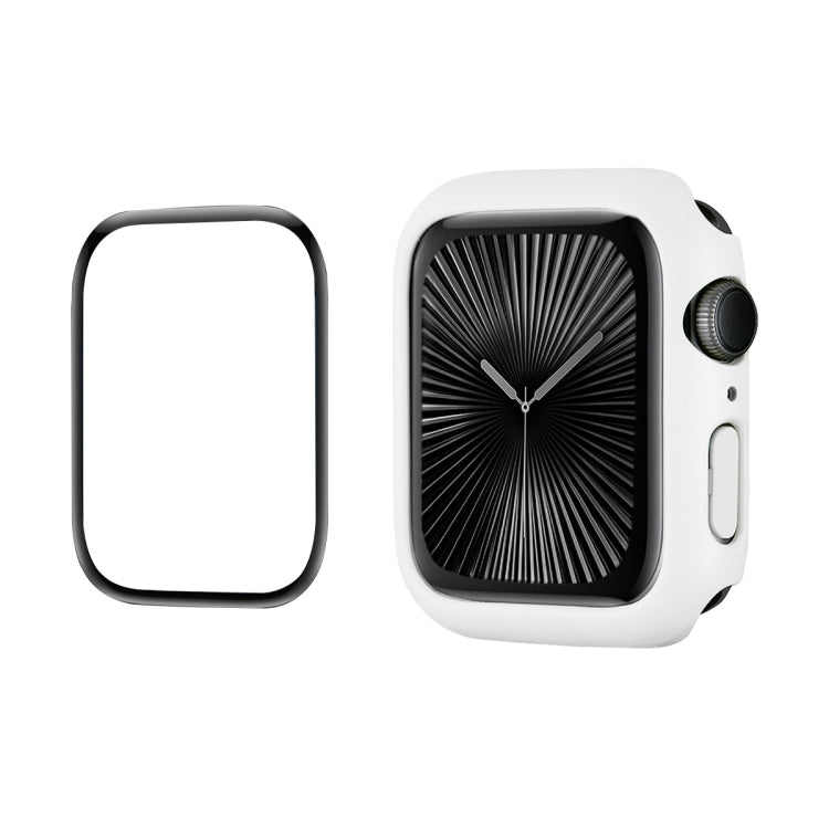 For Apple Watch Series 10 46mm ENKAY Hat-Prince 2 in 1 Solid Color PC Watch Case with Full Coverage PMMA Soft Film(White)