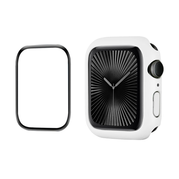 For Apple Watch Series 10 46mm ENKAY Hat-Prince 2 in 1 Solid Color PC Watch Case with Full Coverage PMMA Soft Film(White)