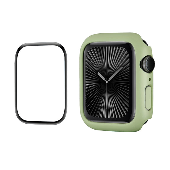 For Apple Watch Series 10 46mm ENKAY Hat-Prince 2 in 1 Solid Color PC Watch Case with Full Coverage PMMA Soft Film(Light Green)