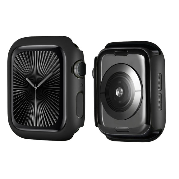 For Apple Watch Series 10 46mm ENKAY Hat-Prince 2 in 1 Solid Color PC Watch Case with Full Coverage PMMA Soft Film(Black)