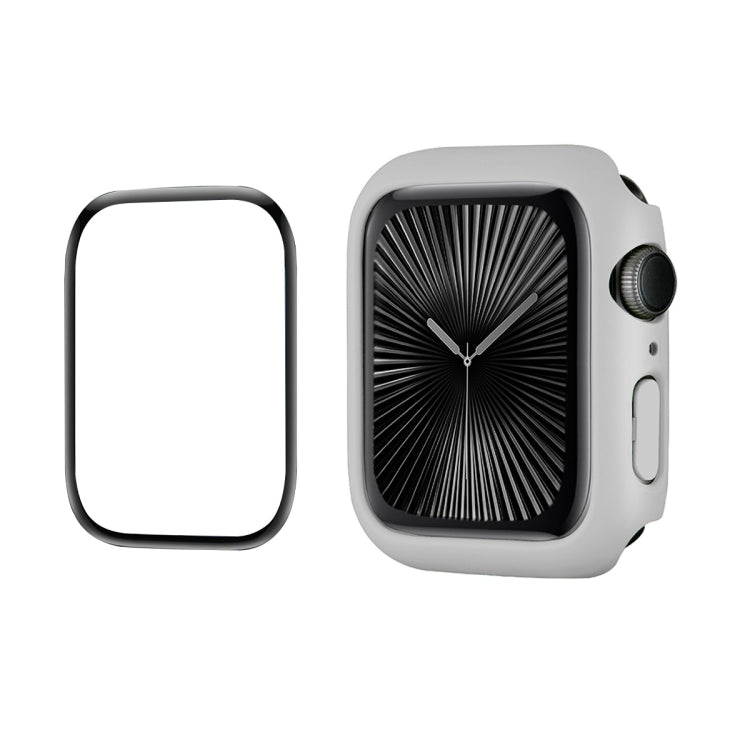 For Apple Watch Series 10 46mm ENKAY Hat-Prince 2 in 1 Solid Color PC Watch Case with Full Coverage PMMA Soft Film(Light Grey)