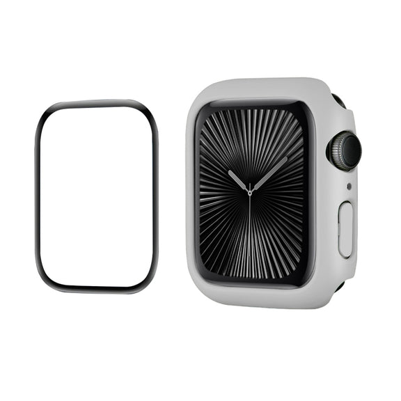 For Apple Watch Series 10 46mm ENKAY Hat-Prince 2 in 1 Solid Color PC Watch Case with Full Coverage PMMA Soft Film(Light Grey)