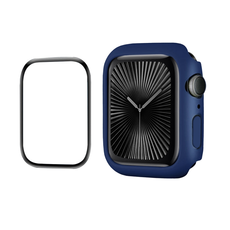 For Apple Watch Series 10 42mm ENKAY Hat-Prince 2 in 1 Solid Color PC Watch Case with Full Coverage PMMA Soft Film(Dark Blue)