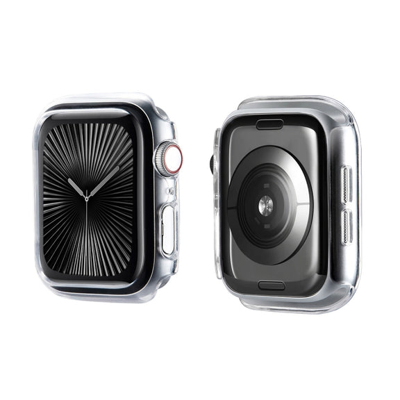 For Apple Watch Series 10 42mm ENKAY Hat-Prince 2 in 1 Solid Color PC Watch Case with Full Coverage PMMA Soft Film(Transparent)