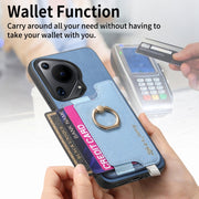 For Huawei Pura 70 Retro Magsafe Cross Leather Ring Holder Card Bag Phone Case(Blue)