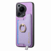 For Huawei Pura 70 Retro Magsafe Cross Leather Ring Holder Card Bag Phone Case(Purple)