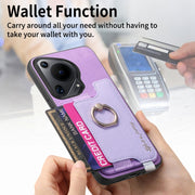 For Huawei Pura 70 Retro Magsafe Cross Leather Ring Holder Card Bag Phone Case(Purple)