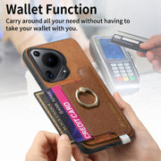 For Huawei Pura 70 Retro Magsafe Cross Leather Ring Holder Card Bag Phone Case(Brown)
