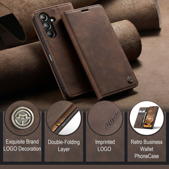 For Samsung Galaxy A16 5G CaseMe 013 Multifunctional Horizontal Flip Leather Phone Case(Coffee)