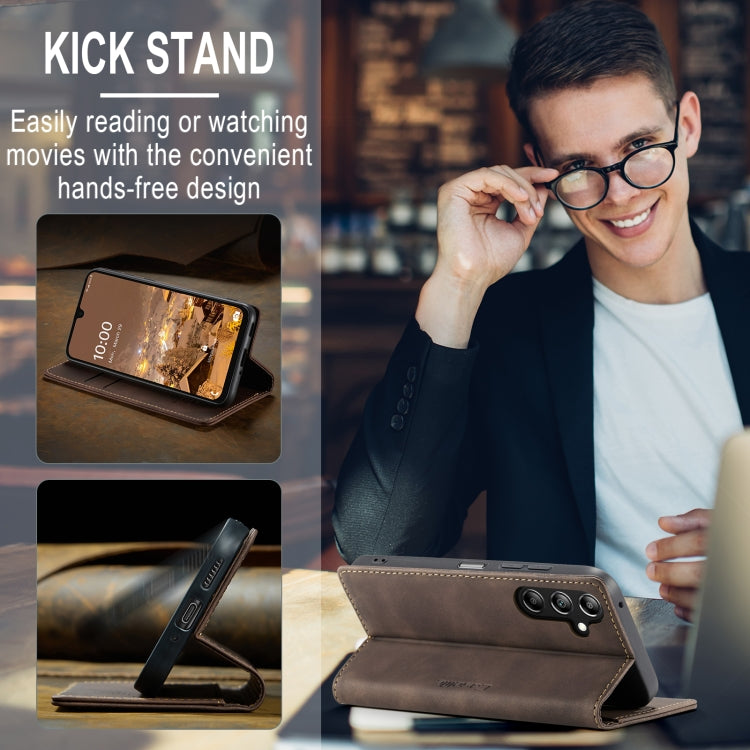 For Samsung Galaxy A16 5G CaseMe 013 Multifunctional Horizontal Flip Leather Phone Case(Coffee)