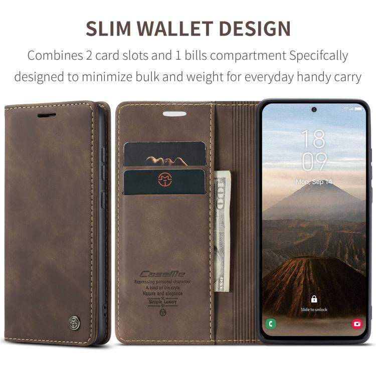 For Samsung Galaxy S25 5G CaseMe 013 Multifunctional Horizontal Flip Leather Phone Case(Coffee)