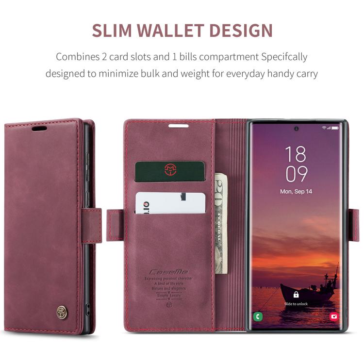 For Samsung Galaxy S25 Ultra 5G CaseMe 013 Multifunctional Horizontal Flip Leather Phone Case(Red)