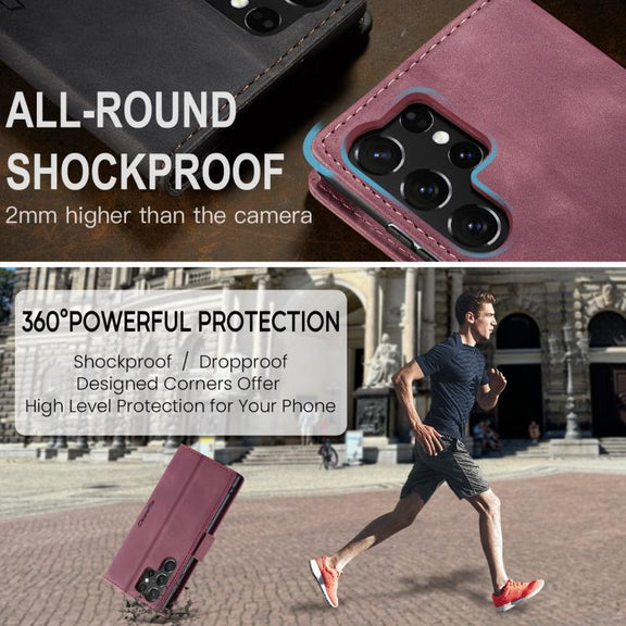 For Samsung Galaxy S25 Ultra 5G CaseMe 013 Multifunctional Horizontal Flip Leather Phone Case(Red)