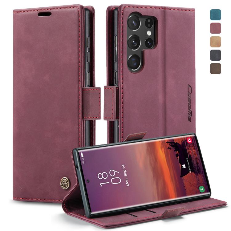 For Samsung Galaxy S25 Ultra 5G CaseMe 013 Multifunctional Horizontal Flip Leather Phone Case(Red)