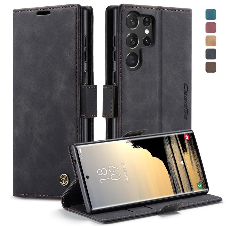 For Samsung Galaxy S25 Ultra 5G CaseMe 013 Multifunctional Horizontal Flip Leather Phone Case(Black)