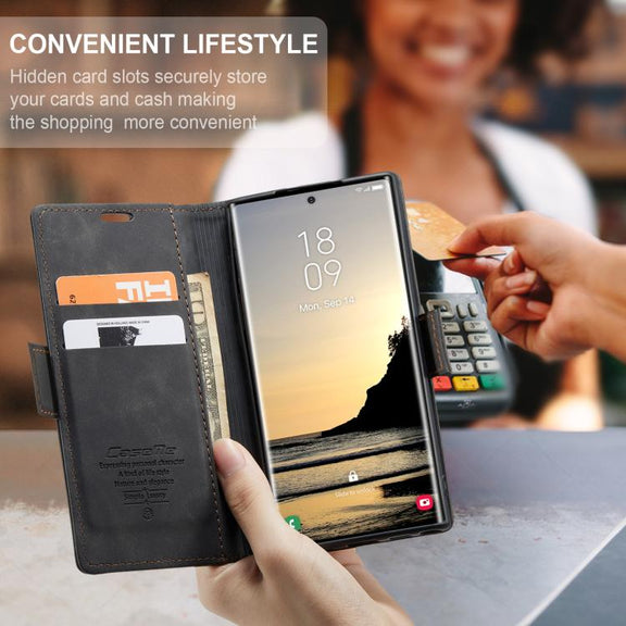 For Samsung Galaxy S25 Ultra 5G CaseMe 013 Multifunctional Horizontal Flip Leather Phone Case(Black)