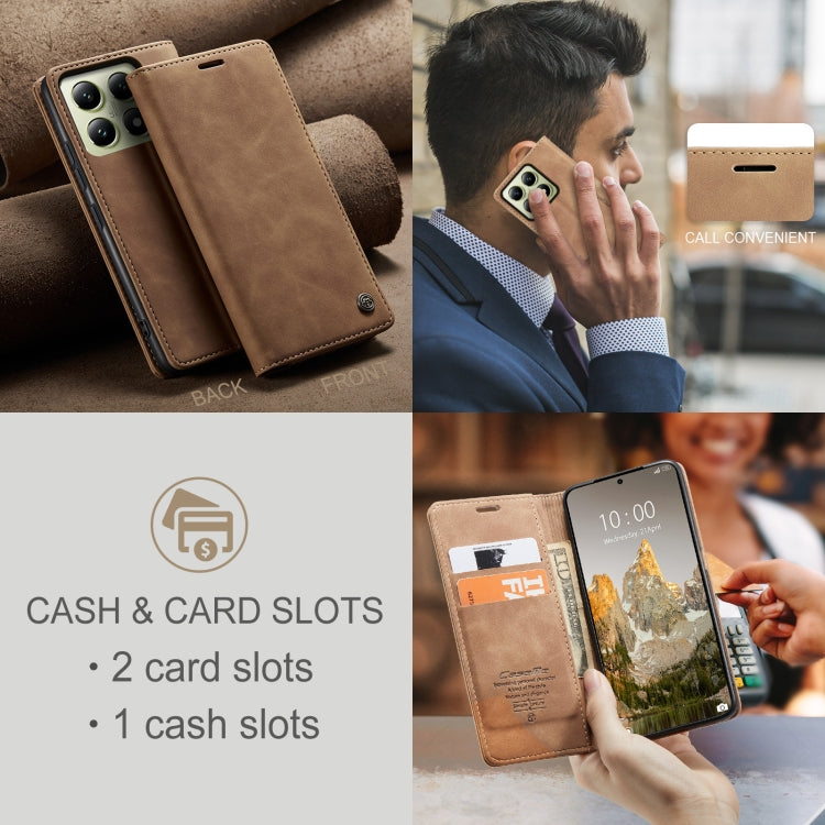 For Xiaomi 14T CaseMe 013 Multifunctional Horizontal Flip Leather Phone Case(Brown)
