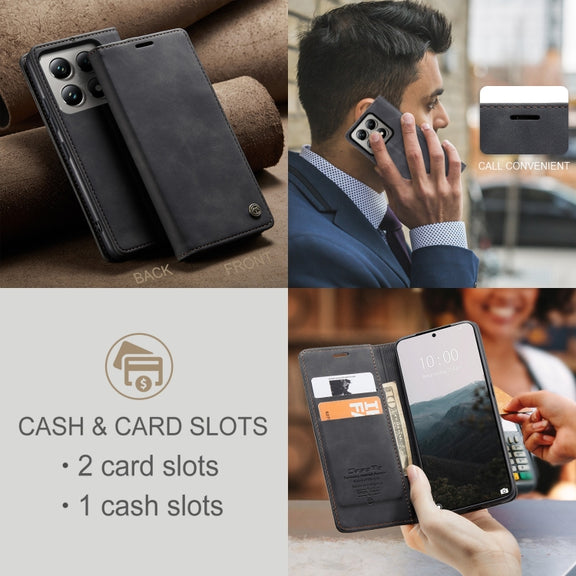 For Xiaomi 14T Pro CaseMe 013 Multifunctional Horizontal Flip Leather Phone Case(Black)