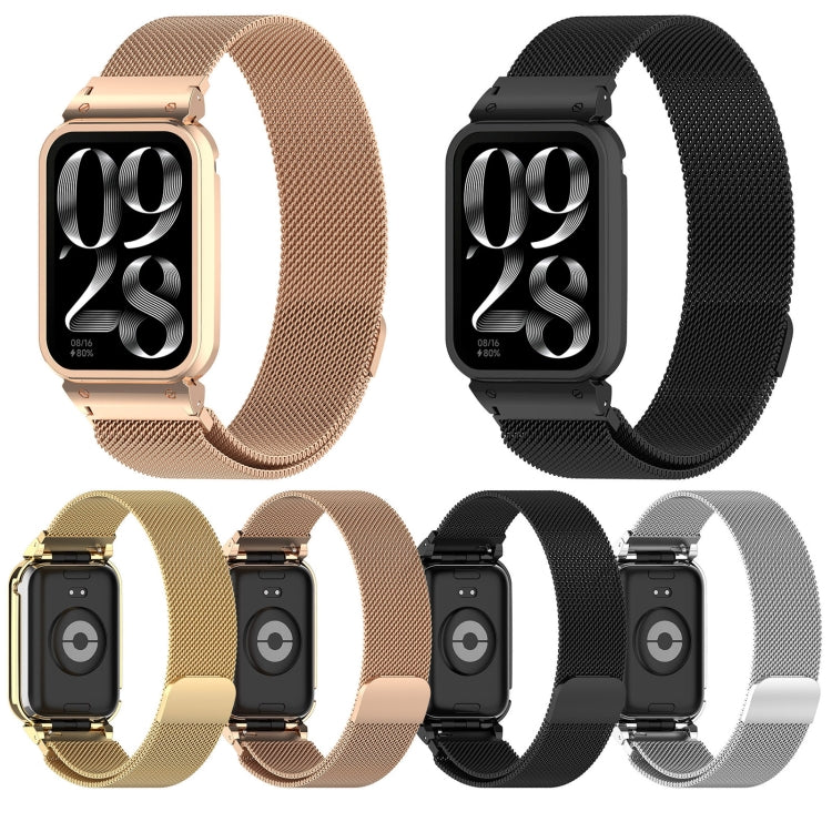 For Xiaomi Smart Band 9 Pro Metal Frame Integrated Milan Magnetic Stainless Steel Watch Band(Gold)