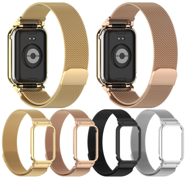For Xiaomi Smart Band 9 Pro Metal Frame Integrated Milan Magnetic Stainless Steel Watch Band(Gold)