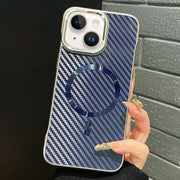 For iPhone 13 AG Carbon Fiber Frameless MagSafe Phone Case(Blue)
