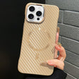 For iPhone 14 Pro Max AG Carbon Fiber Frameless MagSafe Phone Case(Gold) - iPhone 14 Pro Max Cases by PMc TechLife | Online Shopping South Africa | PMc TechLife | Buy Now Pay Later Mobicred
