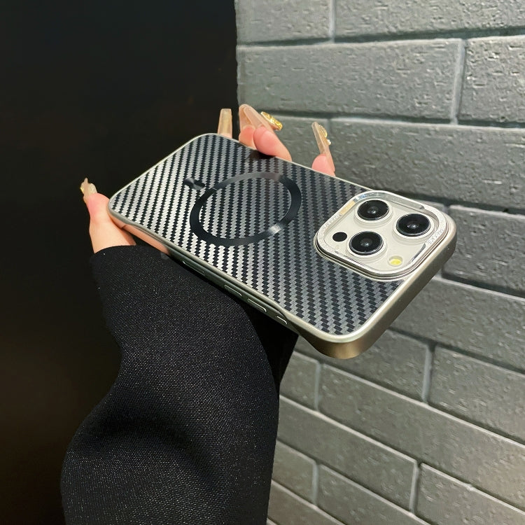 For iPhone 13 AG Carbon Fiber Frameless MagSafe Phone Case(Grey)