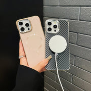 For iPhone 13 AG Carbon Fiber Frameless MagSafe Phone Case(Grey)