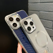 For iPhone 13 AG Carbon Fiber Frameless MagSafe Phone Case(Grey)