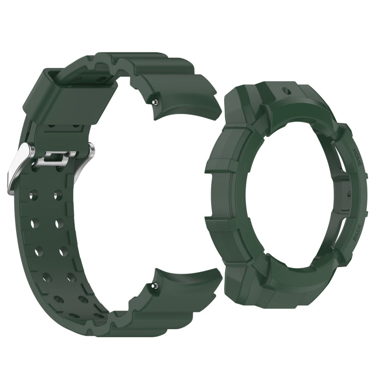 For Samsung Galaxy Watch 7 40mm Armor Silicone Watch Band with Watch Case Set(Green)