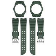 For Samsung Galaxy Watch 7 40mm Armor Silicone Watch Band with Watch Case Set(Green)